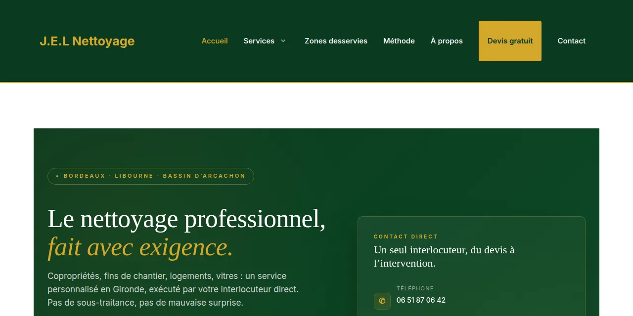 Aperçu du site J.E.L Nettoyage